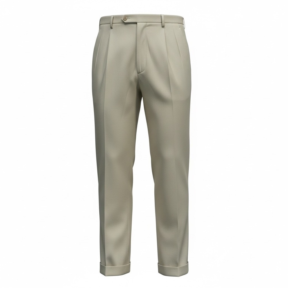 Brooks Brothers 1818 Madison Pleated Dress Pants W40 L32 Stone Khaki Cuffed